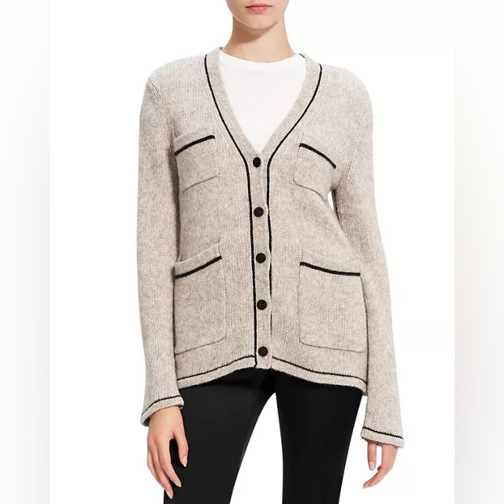 Theory Contrast Trim Cardigan
